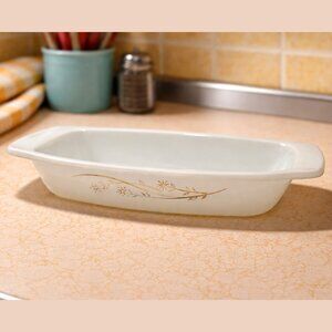 Vintage Pyrex 055 Golden Honeysuckle Open Roaster 2.5 Qt Casserole Dish